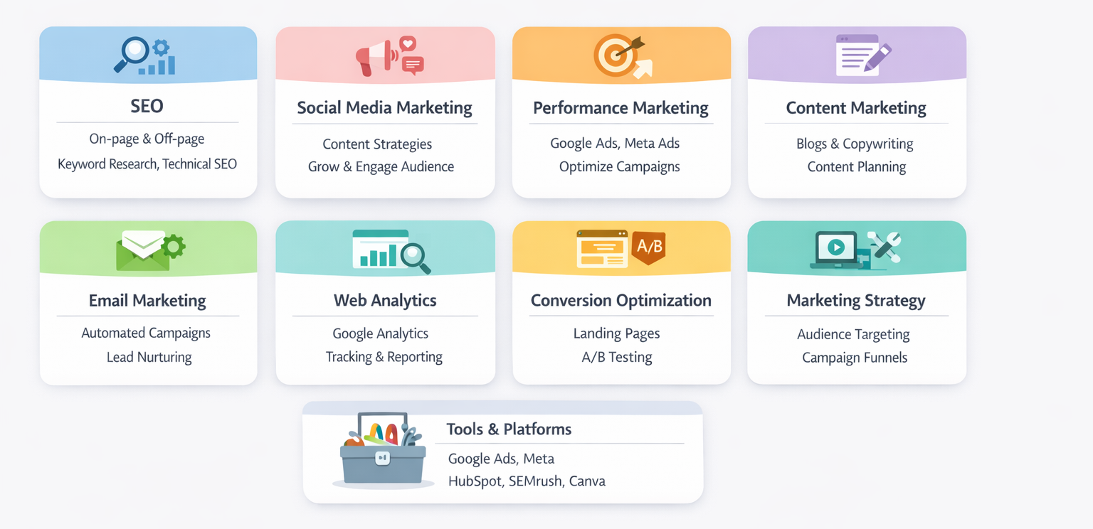 What you will learn in Digital Marketing Courses