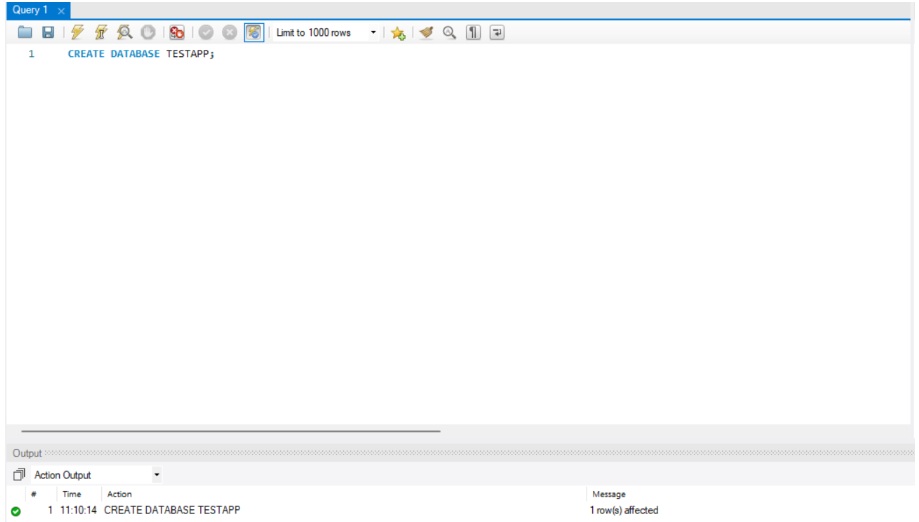 create database for mysql workbench