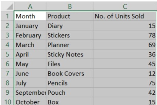 data in excel
