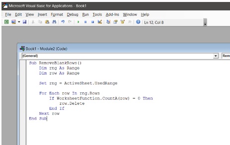 enter code in the module