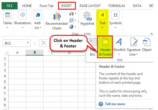 header and footer icon in excel