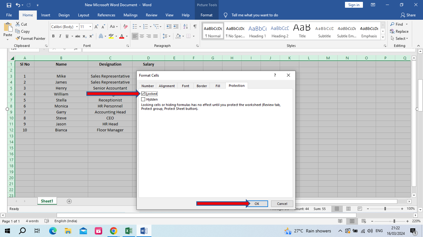 Check the ‘Locked’ option
