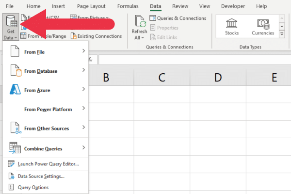 Connect data in Excel 