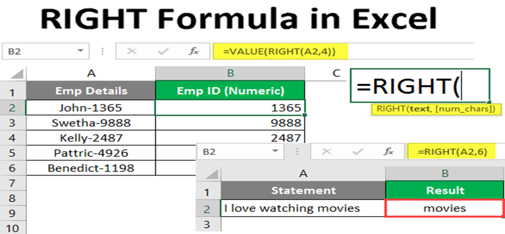 Excel Right Formula