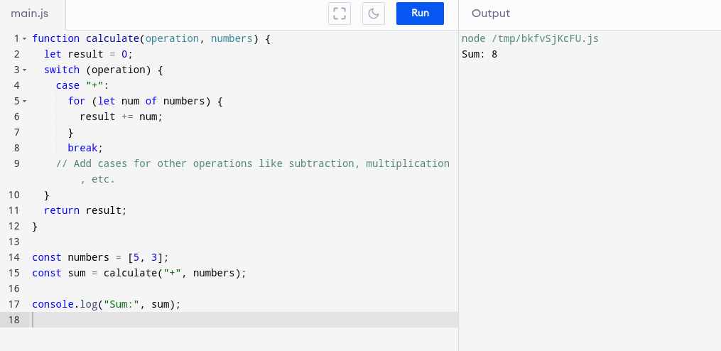 Creating a simple calculator in JS