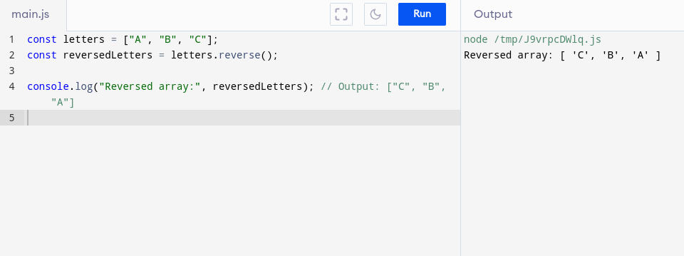 Reversing an array in JS