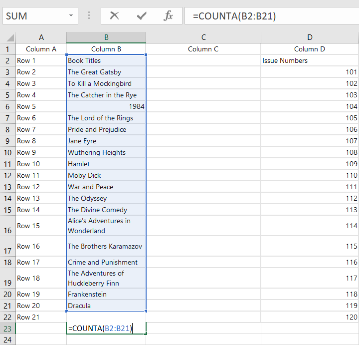 How to use the COUNTA function in Excel