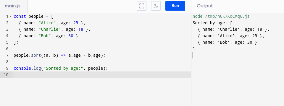 Sorting objects by a property in JS