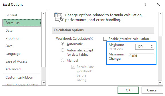 Default iteration window