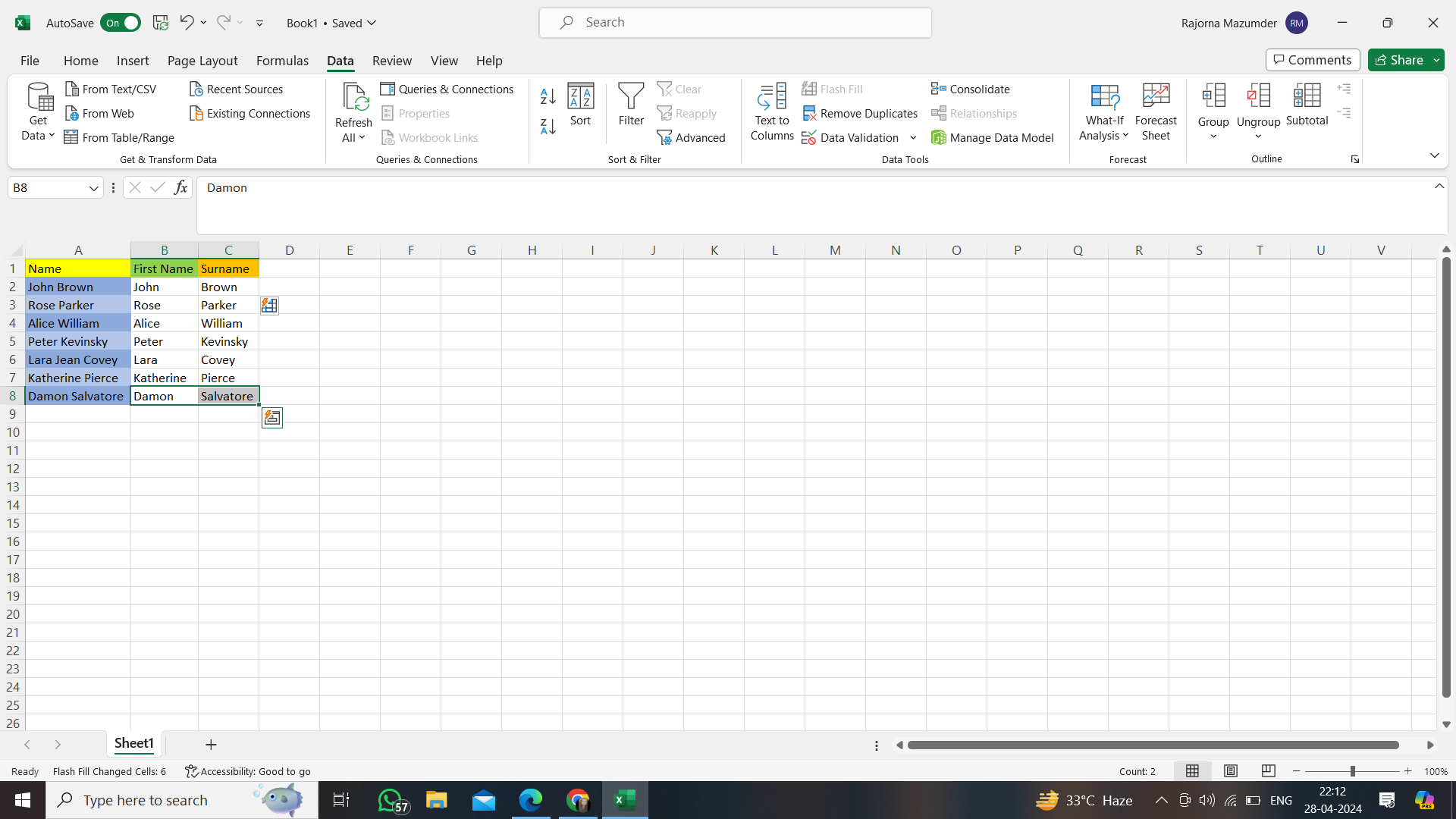 Selecting cells in Excel