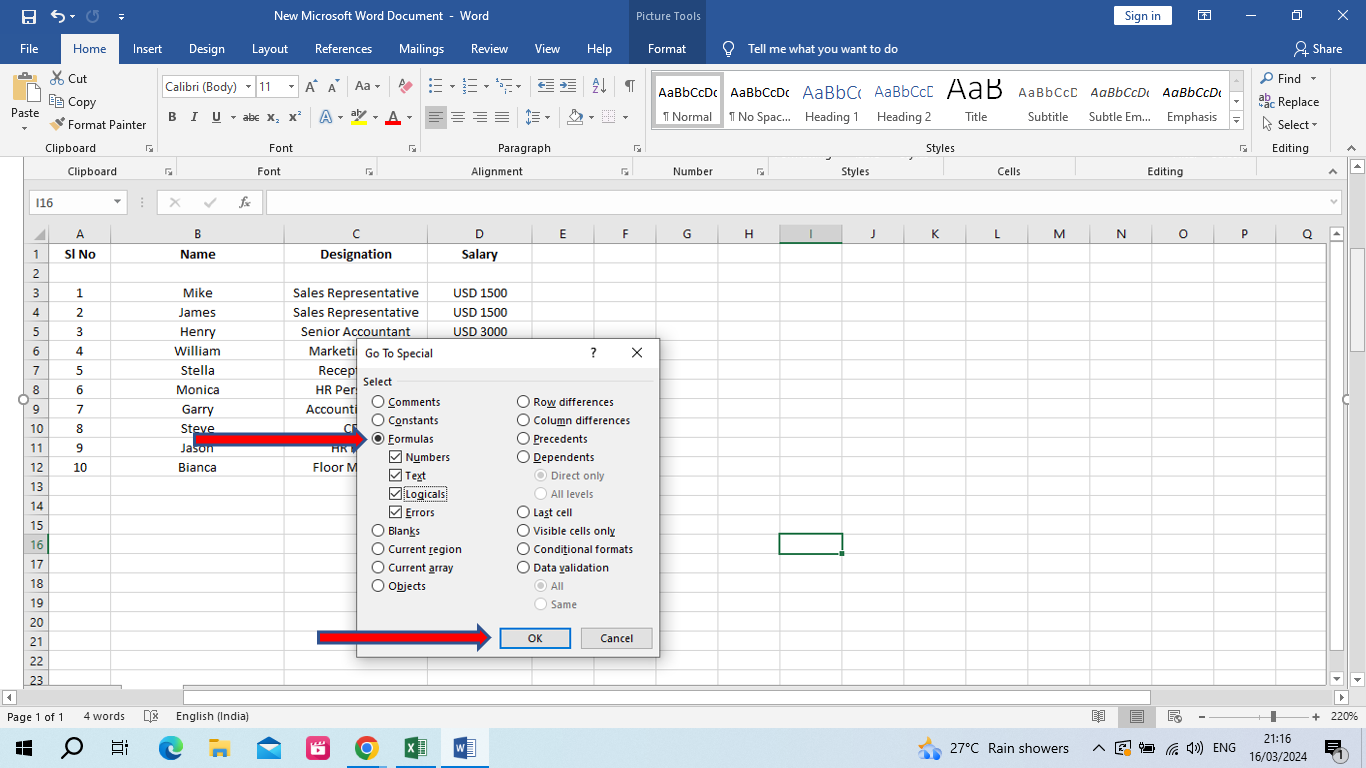 Select the ‘Formulas’ option