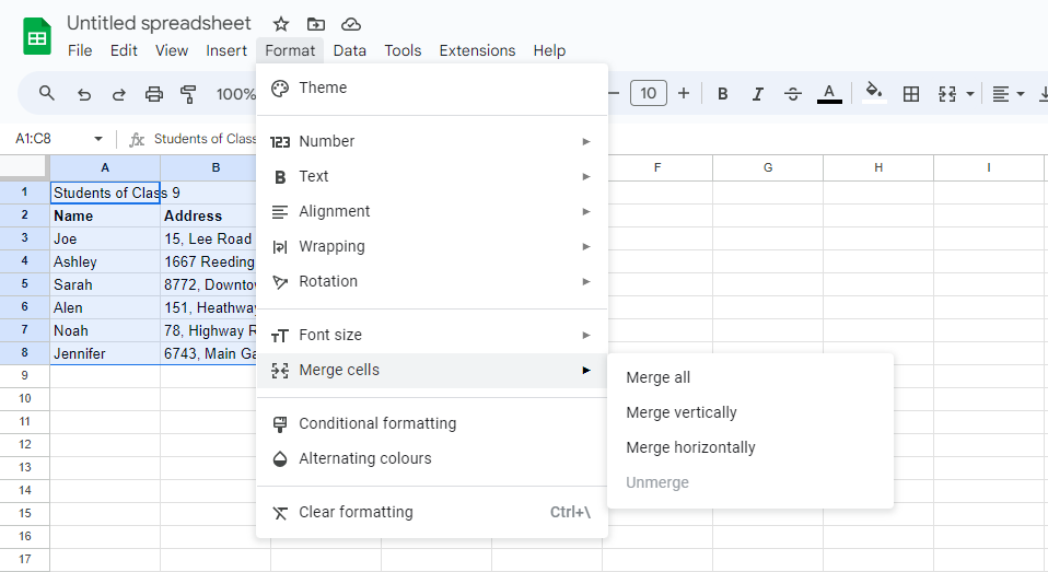 Merging columns in Excel