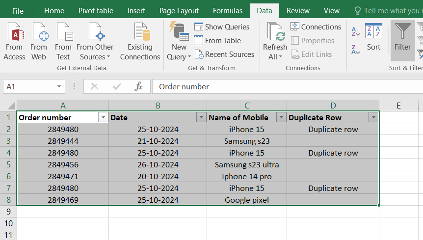Data - Sort and filter