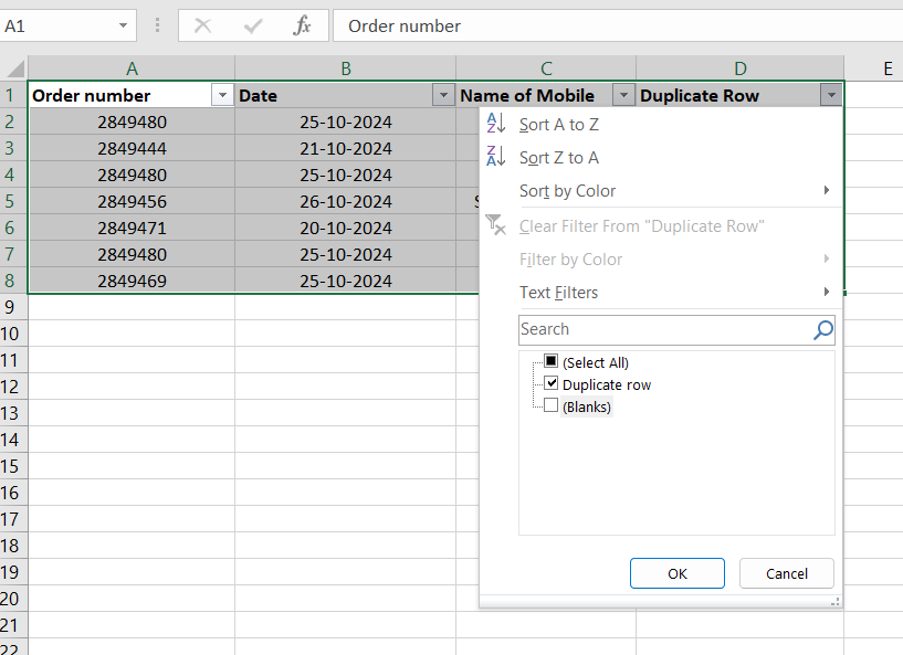 Selecting only duplicate rows
