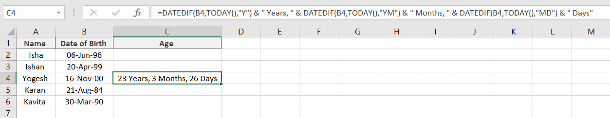 Refined DATEDIF Formula
