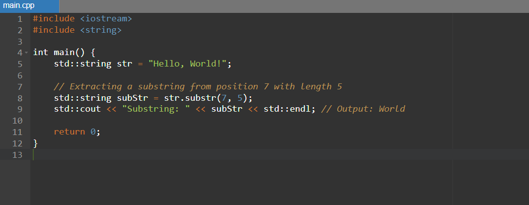  Implementation of substring function in C++