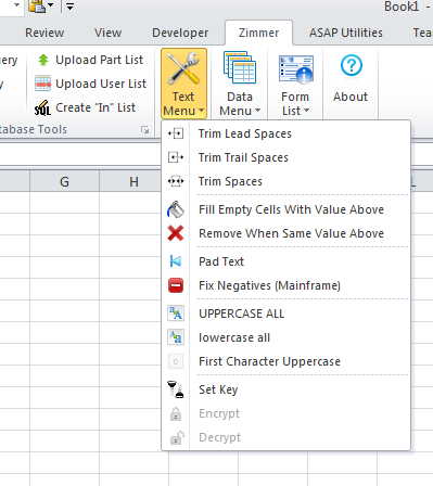 Right-clicking on the Excel Ribbon