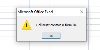 Error for no formula