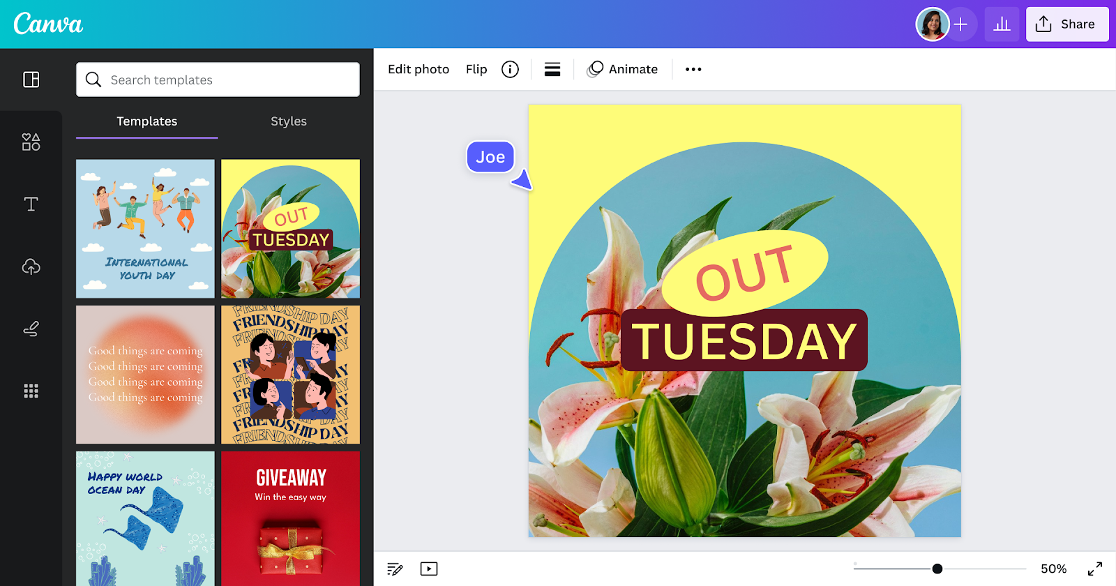 Canva UI