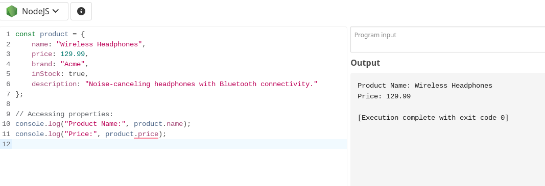 Representing a product program