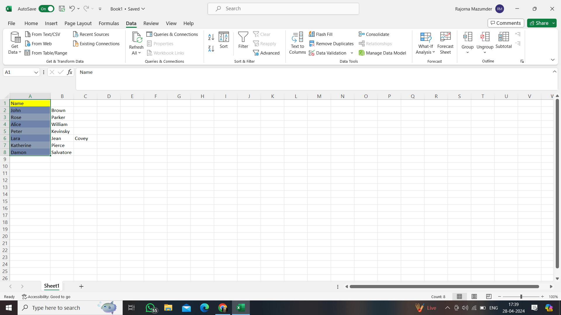 Split Cells in Excel