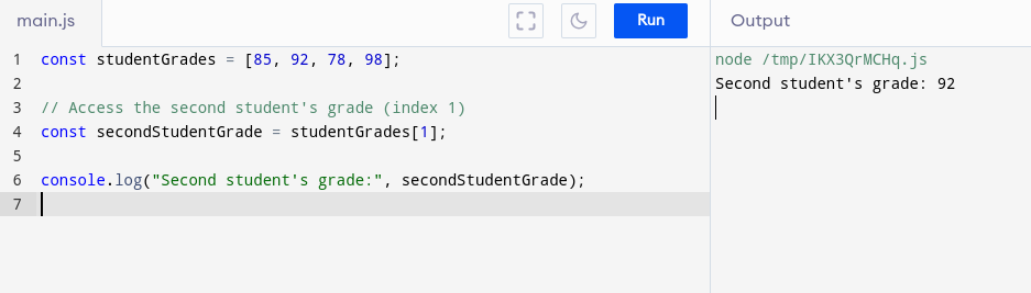 Storing and accessing student grades in JS