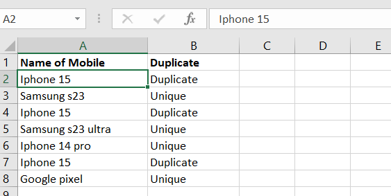 Identifies duplicates