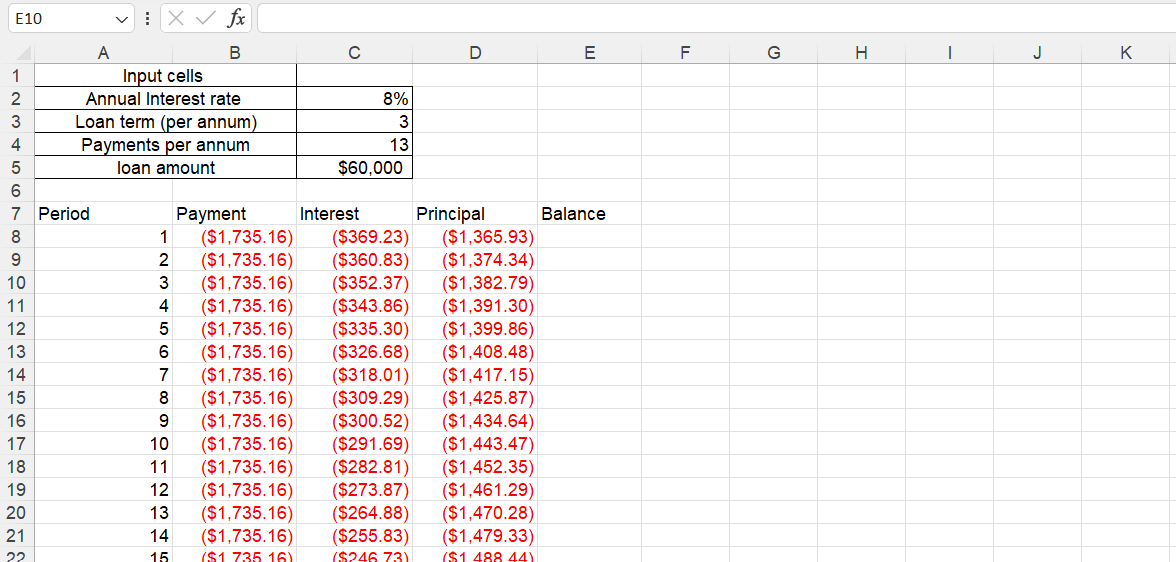 Calculation of principal amount
