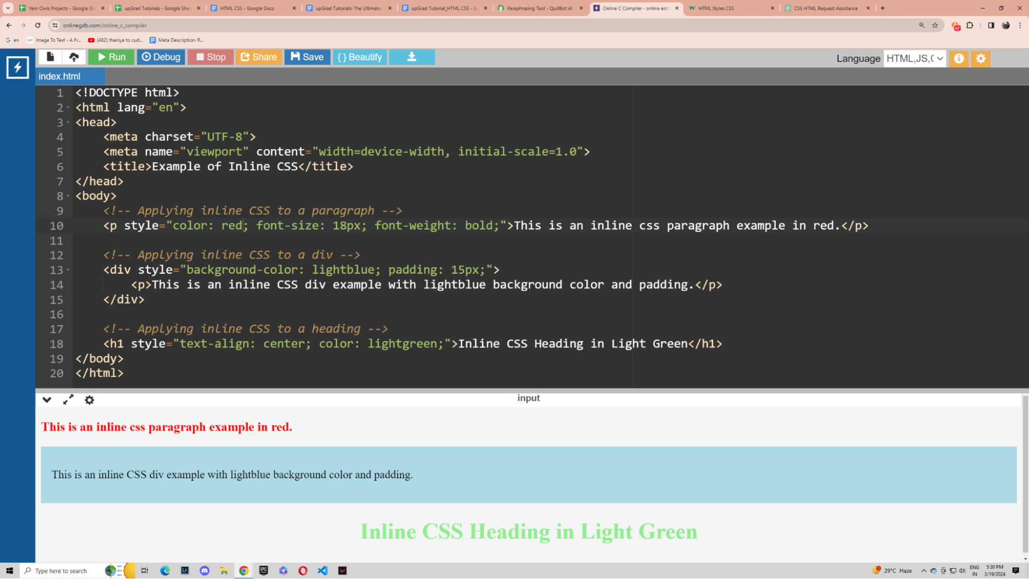 Inline CSS