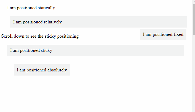 Output of Example of CSS Positioning