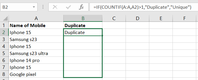 Dragging the formula