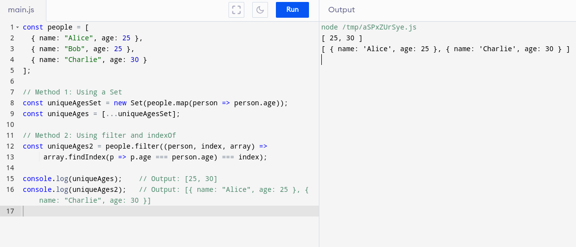 Finding unique value in JS