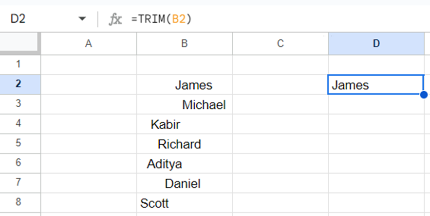 Trim formula in Excel