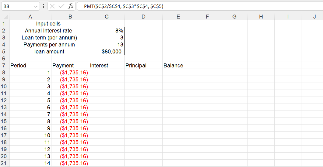 Calculation of total payment amount