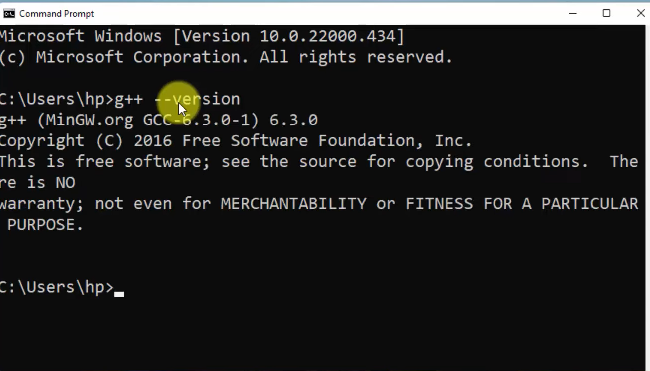 Command prompt screen 
