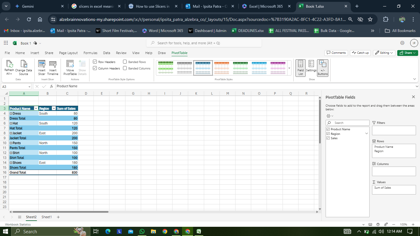 Create a pivot table