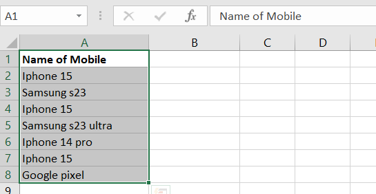 Selecting the cells