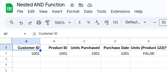 An example of a Nested AND function