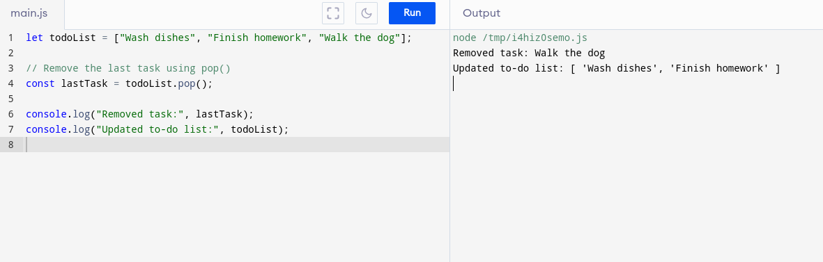 Removing the last item from a to-do list in JS