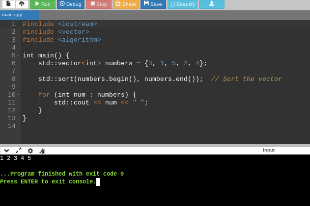 Using Standard Template Library example in C++