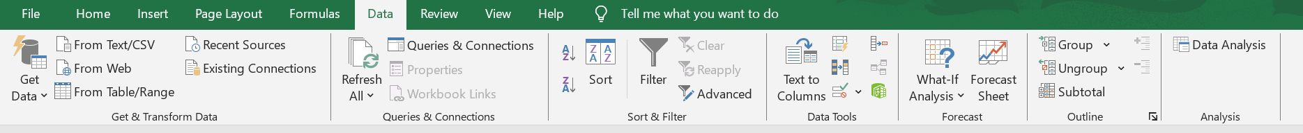 Data tab