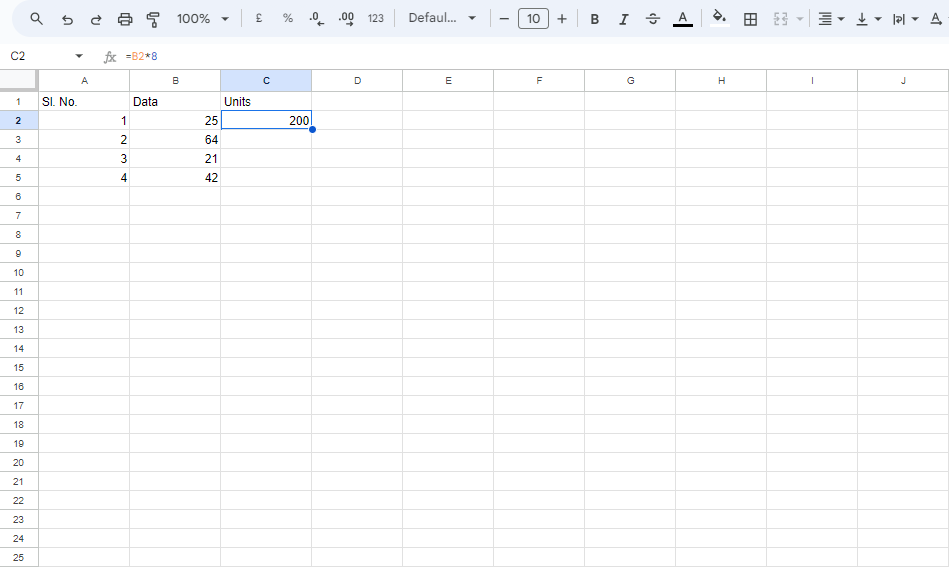 Example of relative reference in Excel