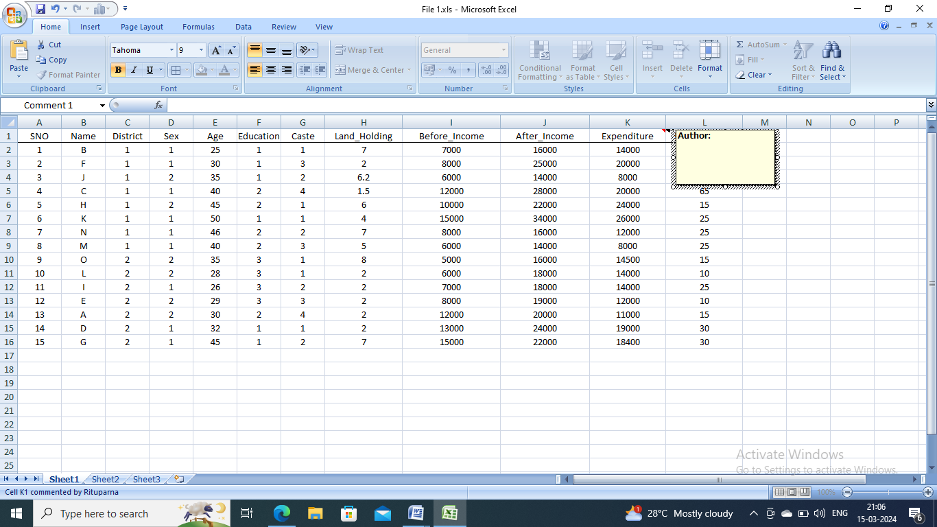 Adding comments to a cell in Excel