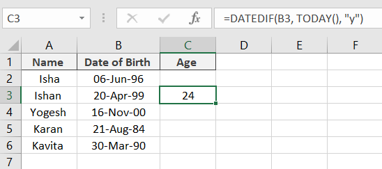 DATEDIF formula