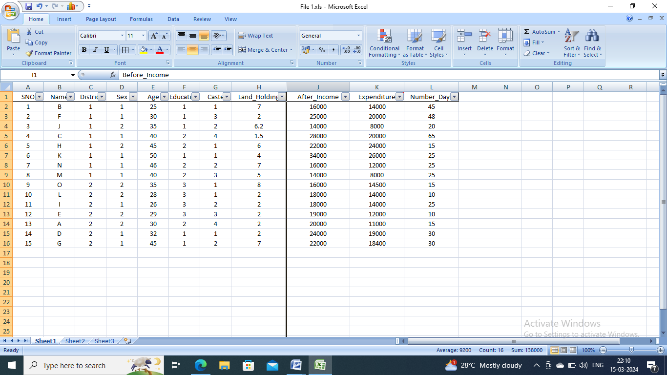 Hiding a selected column