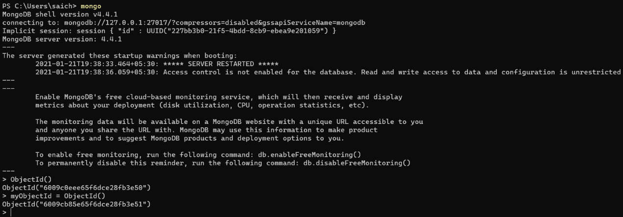 What is the usage of ObjectId in MongoDB and how to generate it manually?