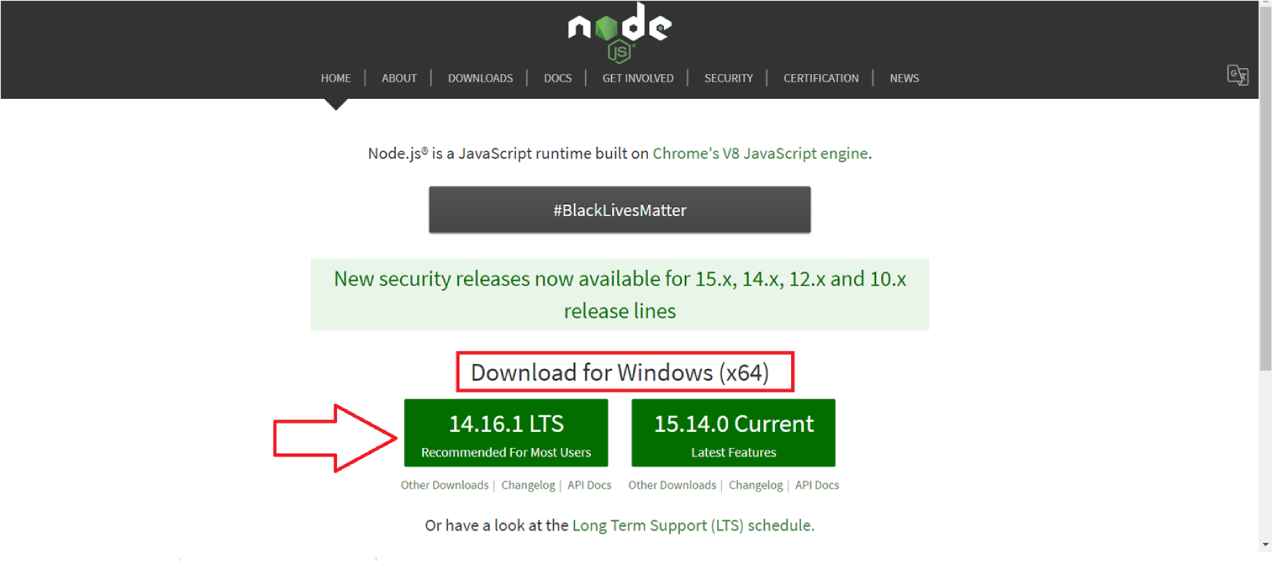 Download node.js installer into your system